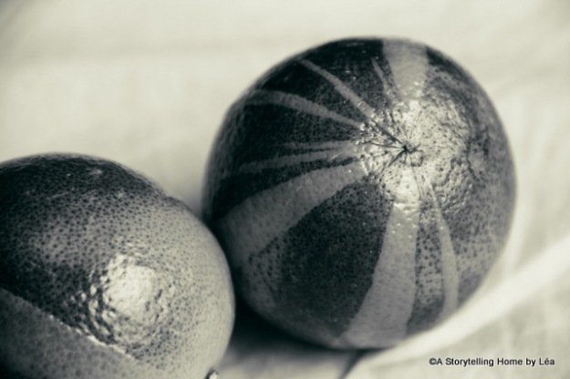 Black and white blood oranges
