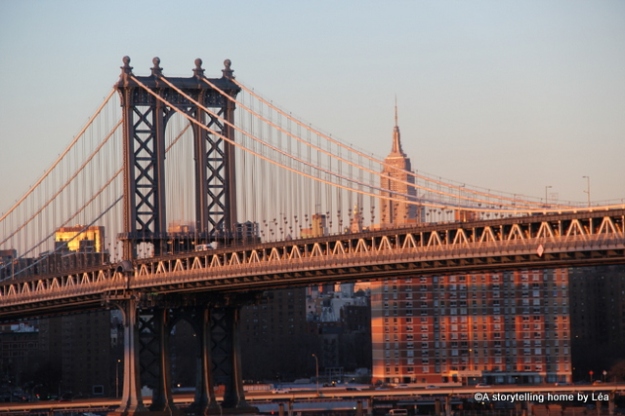 Brooklyn bridge New York city skyline empire state building